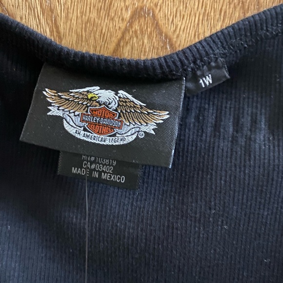 NEW Harley-Davison Tank Top Women Black Studded Skull Roses Print Ribbed Sz 1W - Picture 2 of 10